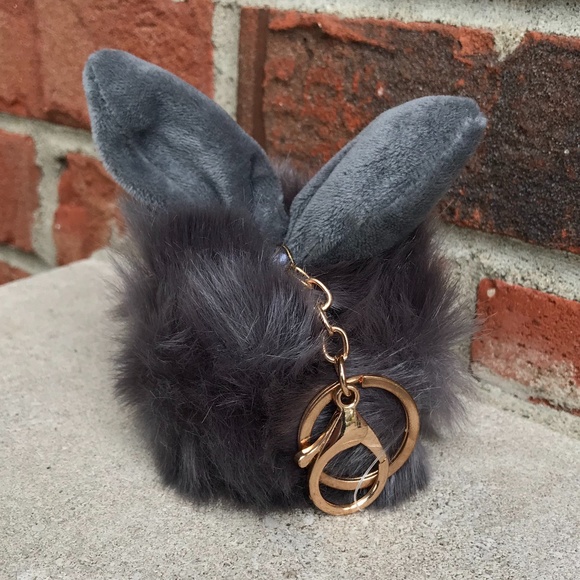 Pom Pom Fuzzy Bunny Keychain